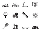 Silhouette sports equipment and objects icons - vector icon set 2