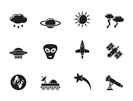Silhouette Astronautics and Space and univerce Icons - Vector Icon Set