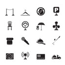 Silhouette restaurant, cafe, bar and night club icons - vector icon set