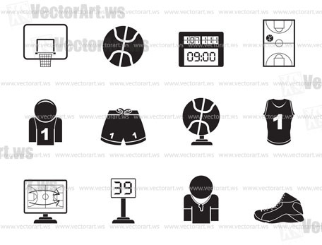 Silhouette Basketball and sport icons - vector Icon Set