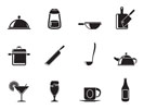 Silhouette Restaurant, cafe, food and drink icons - vector icon set