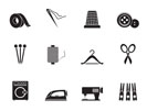 Silhouette Textile objects and industry icons - vector icon set