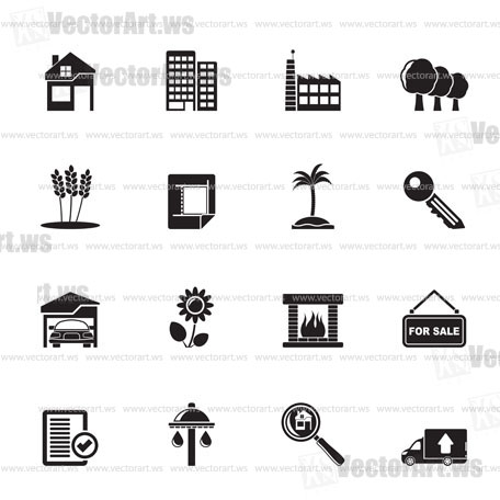 Silhouette Real Estate and building icons - Vector Icon Set