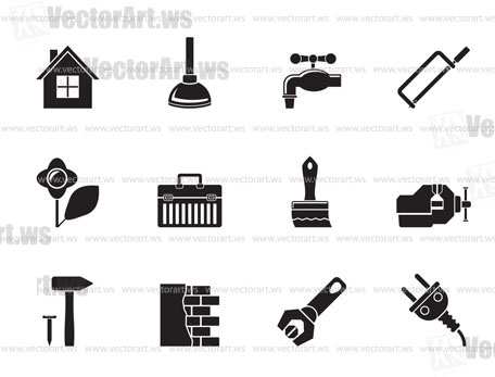 Silhouette construction and do it yourself icons - vector icon set