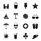 Silhouette Beach, sea and holiday icons - vector icon set