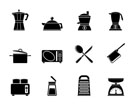 Silhouette kitchen and household equipment icon - vector icon set