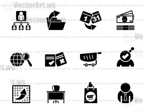 Silhouette Business,  Management and office icons - vector icon set