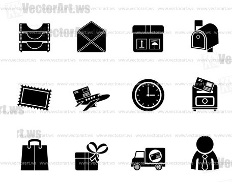 Silhouette Post, correspondence and Office Icons - vector icon set
