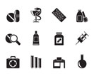 Silhouette Pharmacy and Medical icons - vector icon set