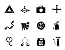 Silhouette car and transportation equipment icons - vector icon set
