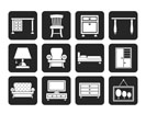 Silhouette Home Equipment and Furniture icons - vector icon set