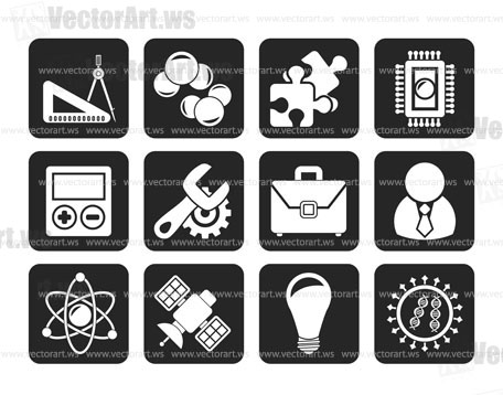 Silhouette Science and Research Icons - Vector Icon set