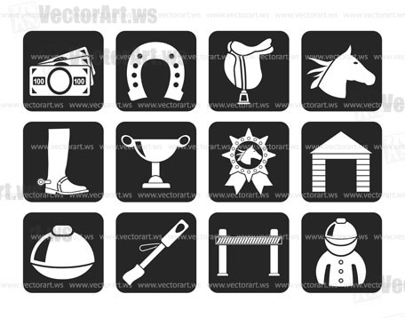 Silhouette Horse Racing and gambling Icons - vector icon set