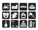 Silhouette Different Kinds of Toys Icons - Vector Icon Set