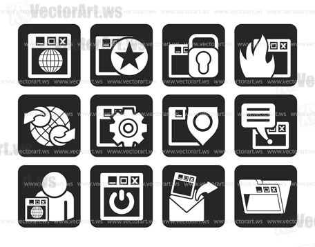 Silhouette Internet, website and  Security Icons - vector icon set