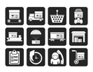 Silhouette Logistic, cargo and shipping icons - vector icon set