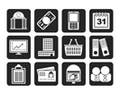 Silhouette Business and finance icons - vector icon set