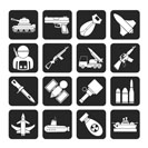 Silhouette Army, weapon and arms Icons - vector icon set