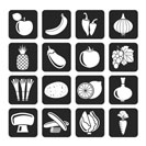 Silhouette Different kind of fruit and vegetables icons - vector icon set