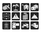 Silhouette Holiday travel and transportation icons - vector icon set