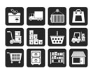 Silhouette Storage, transportation, cargo and shipping icons - vector icon set