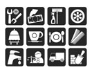 Silhouette Services and business icons - vector icon set