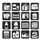 Silhouette different kind of package icons - vector icon set