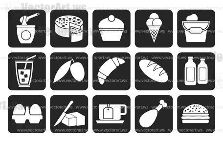 Silhouette Dairy Products - Food and Drink icons - vector icon set
