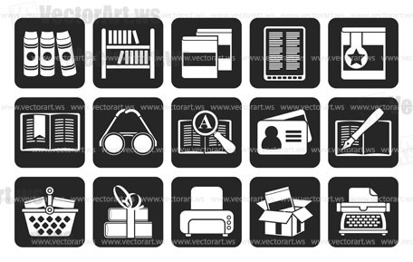 Silhouette Library and books Icons - vector icon set