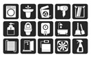 Silhouette Bathroom and toilet objects and icons - vector icon set
