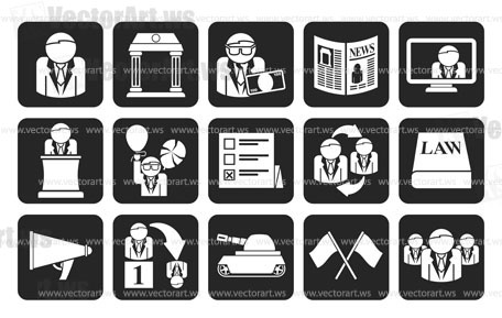 Silhouette Politics, election and political party icons - vector icon set