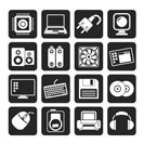 Silhouette Computer Items and Accessories icons - vector icon set
