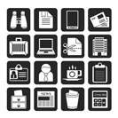 Silhouette Business and office elements icons - vector icon set