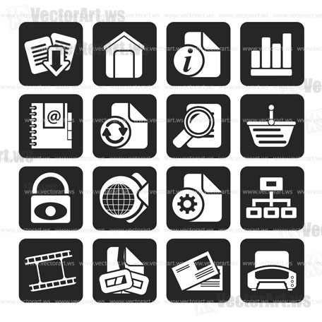 Silhouette Web Site and Internet icons - vector icon set