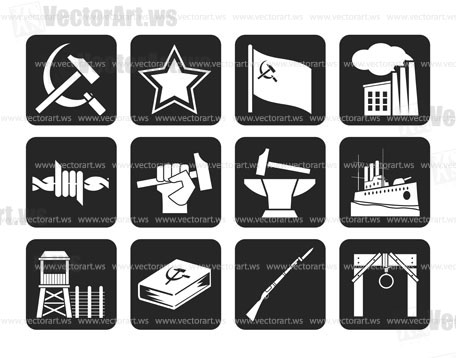Silhouette Communism, socialism and revolution icons - vector icon set