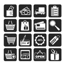 Silhouette Shopping and website icons - vector icon set