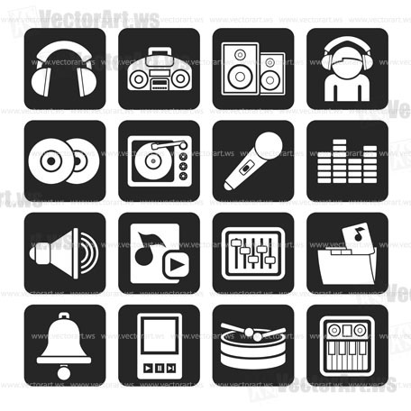 Silhouette Music and sound Icons - Vector Icon Set