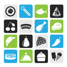 Silhouette Different kind of food icons - vector icon set