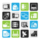 Silhouette Computer Network and internet icons - vector icon set