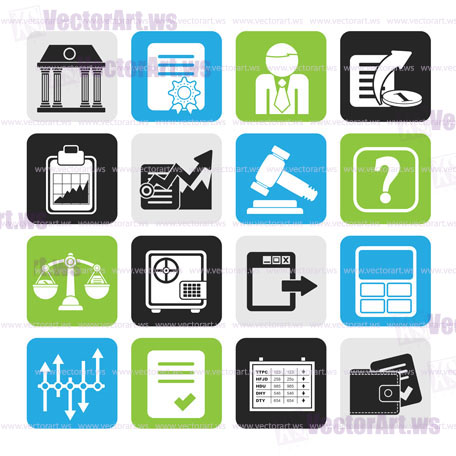 Silhouette Stock exchange and finance icons - vector icon set