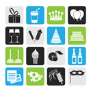 Silhouette birthday and party icons - vector icon set