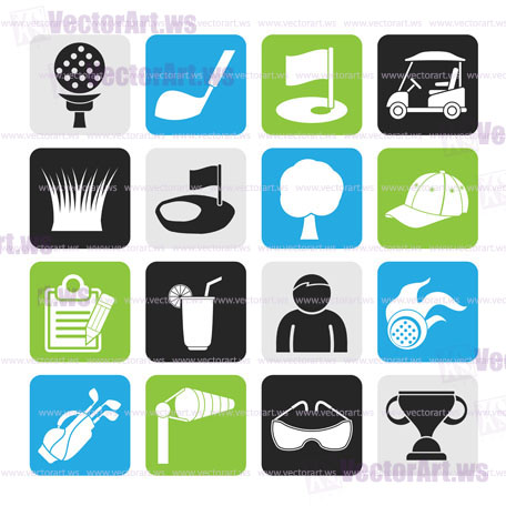 Silhouette golf and sport icons - vector icon set
