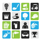 Silhouette golf and sport icons - vector icon set