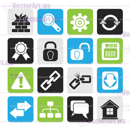 Silhouette Internet and web site icons - vector icon set
