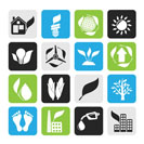 Silhouette environment and nature icons - vector icon set