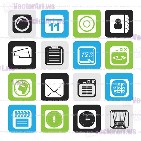 Silhouette Mobile Phone and communication icons - vector icon set