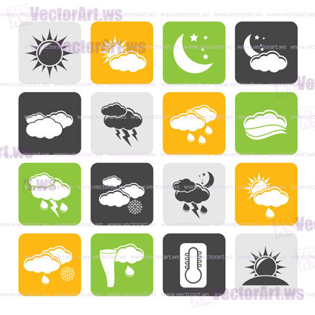 Silhouette Weather and meteorology icons - vector icon set