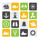 Silhouette Marine, sea and nautical icons - vector icon set