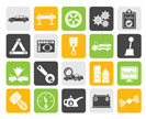 Silhouette car services and transportation icons - vector icon set