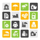 Silhouette Insurance and risk icons - vector icon set